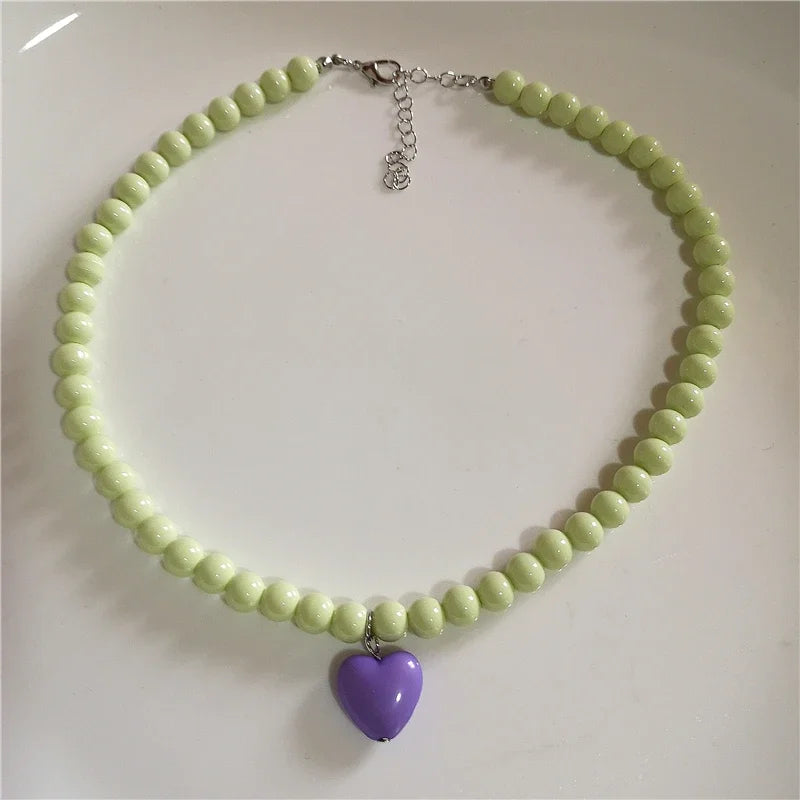Beaded heart necklace