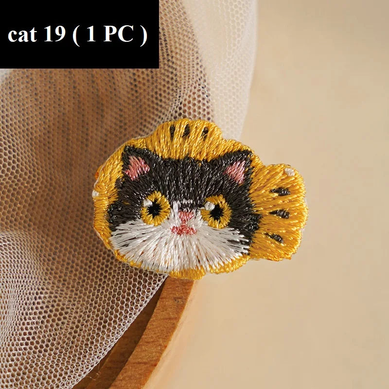 Kitty Cat Embroidered Iron on Patch (15 Designs) - Ice Cream Cake
