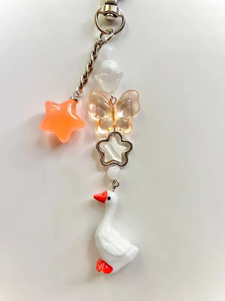Goose Charm Strap Clip-On Keychain
