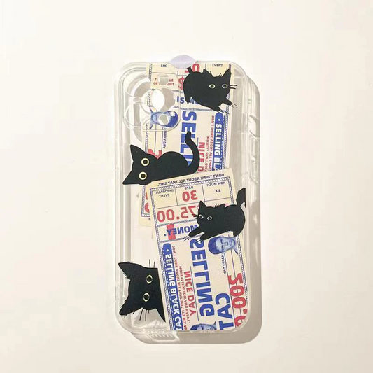 Black Cat Scrap Collage iPhone Case