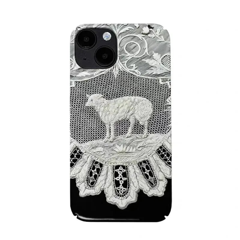Phone case with a two-tone design on a light gray background