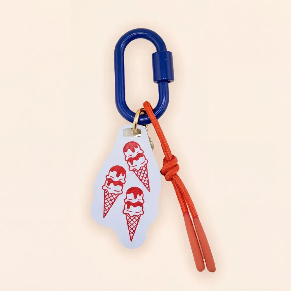 Printed Dog Rope Woven Acrylic Keychain Cat Rabbit Animals Series Pendant Cartoon Design Deer Bag Chain Charms DIY Accessories - Ice Cream Cake