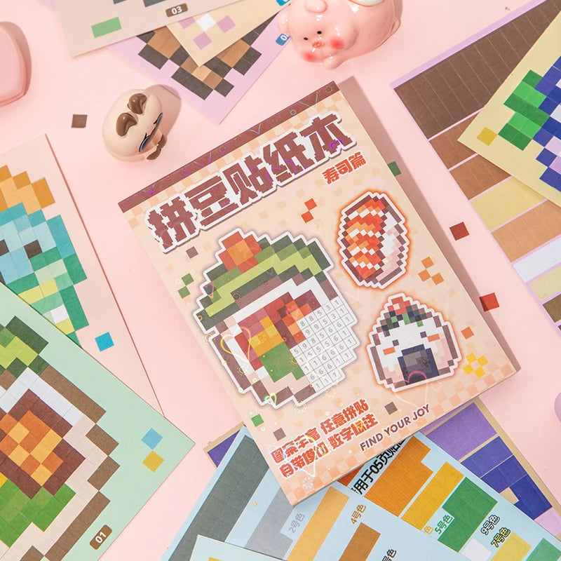 Colour By Numbers Pixel Sticker Book (4 Designs) - Ice Cream Cake