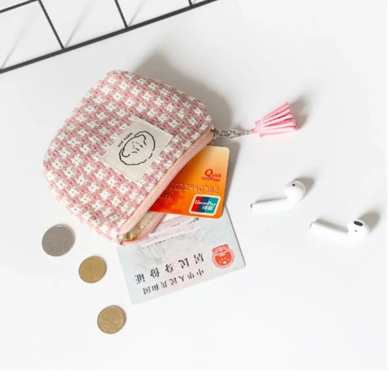 Woven Houndstooth Mini Pouch