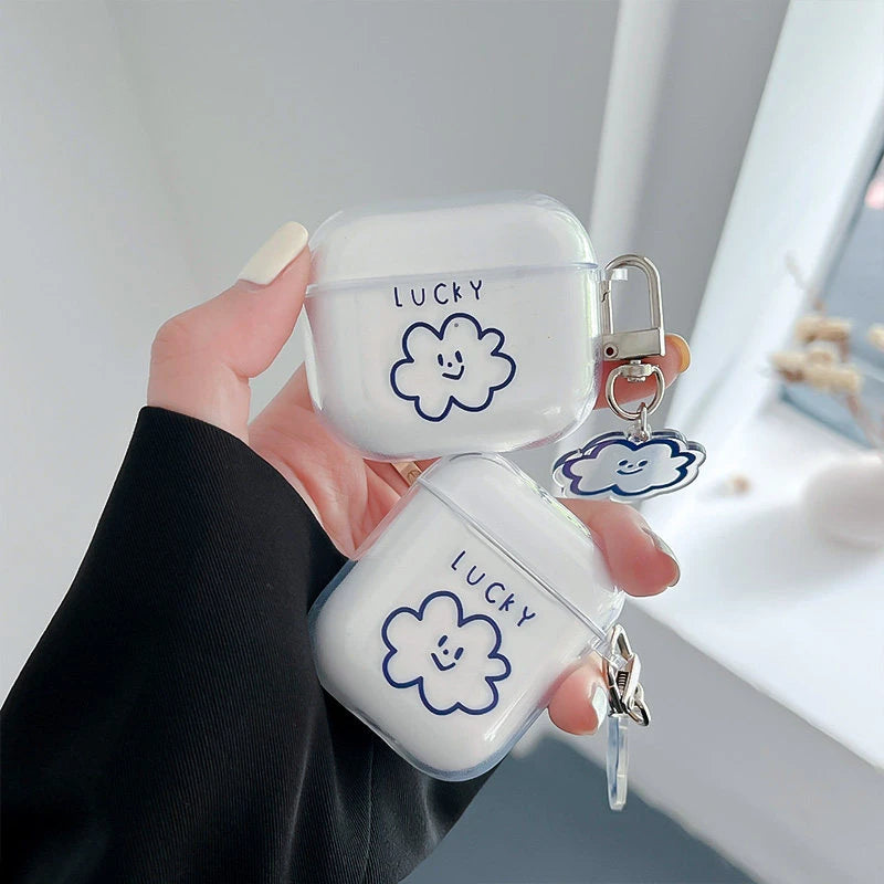 Ins Simple Lucky Cloud Soft Clear TPU Wireless Earphone Case For Apple AirPods 4 1 Pro 3 2 Generation Protective Silicone Cover - Ice Cream Cake