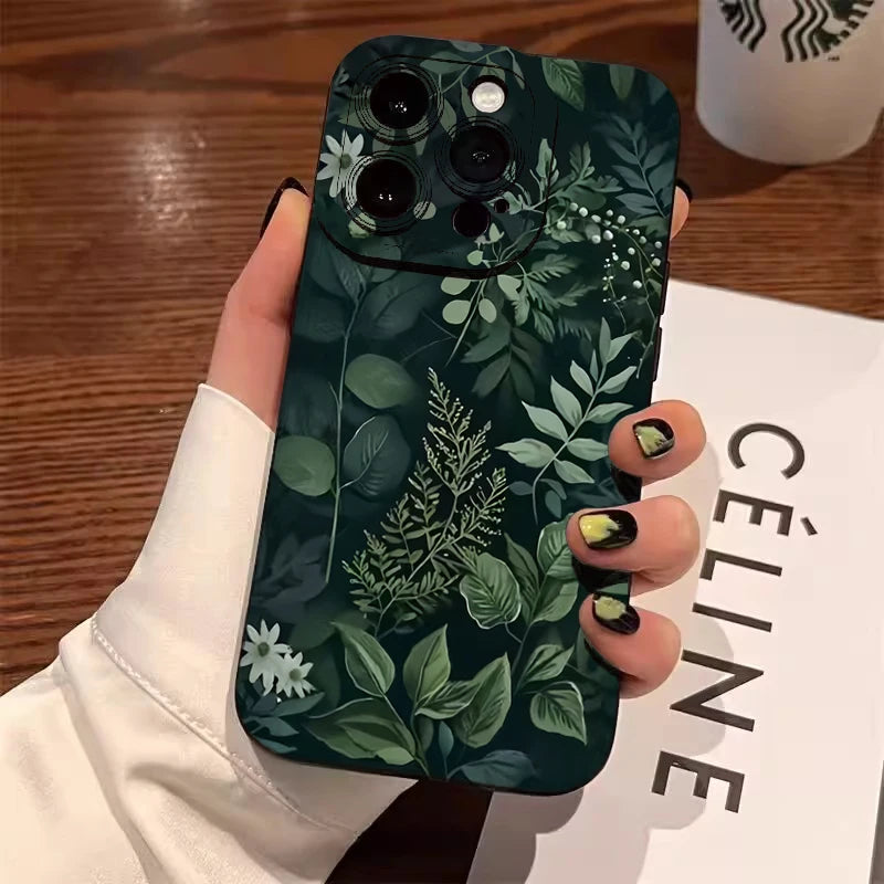 Palm tree Leaves Plant Flower Phone Case for iphone 17 16 11 12 13 14 15 Pro Max 7 8 Plus X XR XSMAX 16e Shockproof Cover Fundas - Ice Cream Cake
