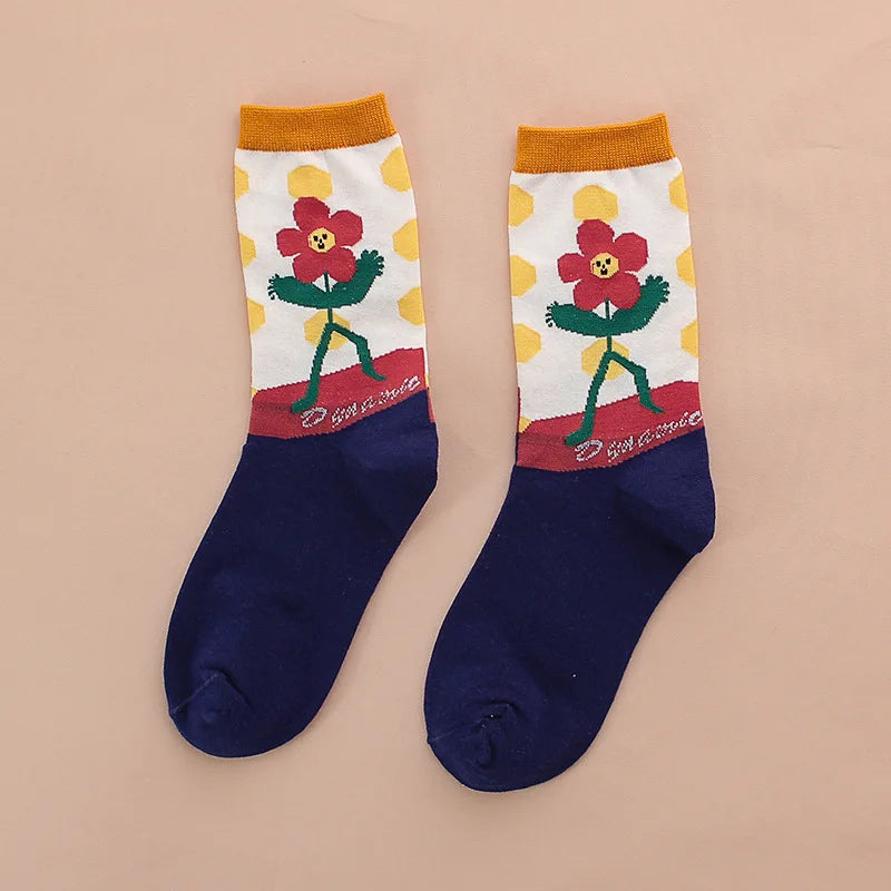 European and American fashion cartoon women socks funny Cartoon pop candy cute socks cotton for ladies 419 - Ice Cream Cake