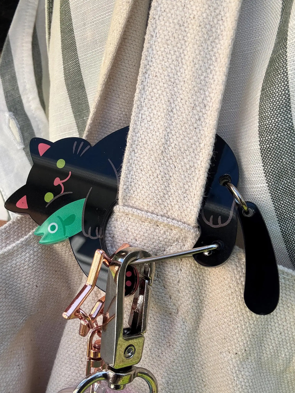 Black Kitty Cat Carabiner Clip - Ice Cream Cake