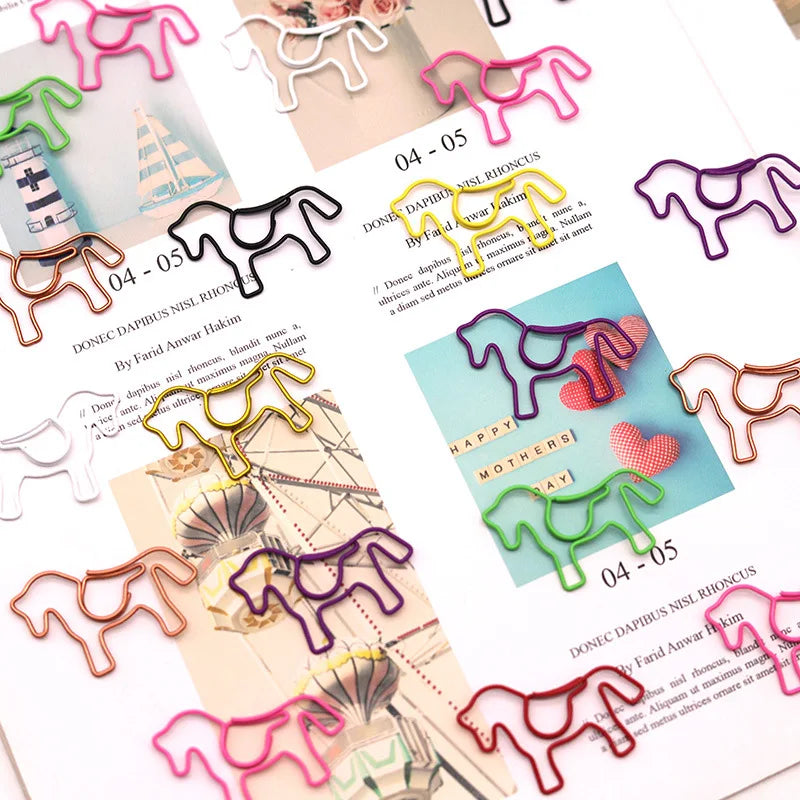 20-100pcs Color Pony Horse Paper Clip Special-shaped Paper Clip Animal Papeclips Creative Stationery Office School Supplies - Ice Cream Cake