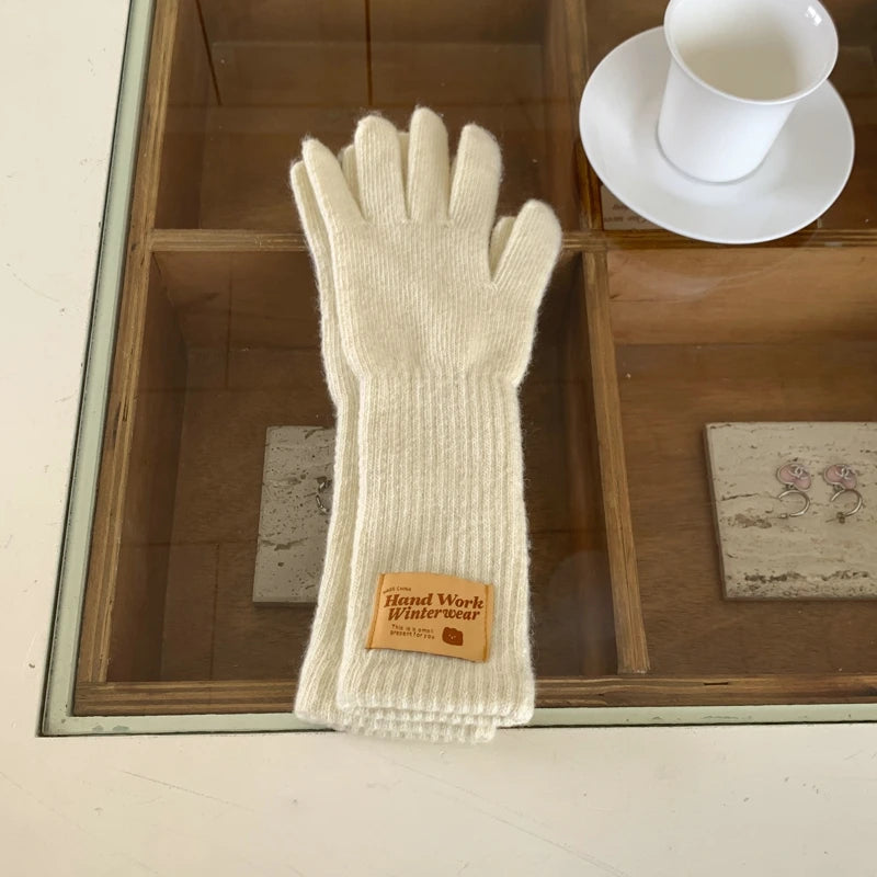 New Fashion Solid Color Touch Screen Knitted Gloves Women Winter Gloves Warm Gloves Solid Work Gloves Mittens For Women - Ice Cream Cake
