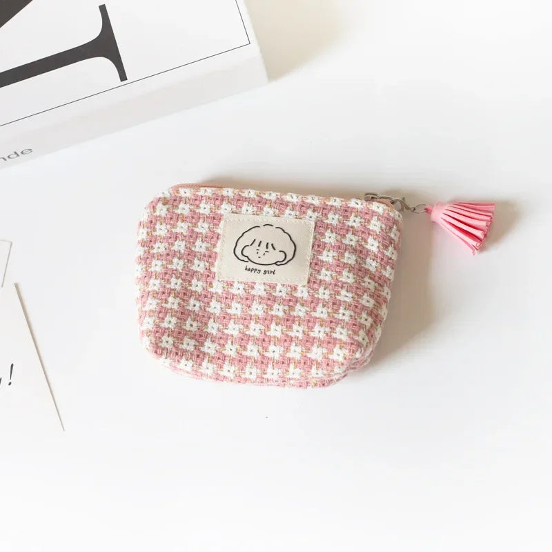 Woven Houndstooth Mini Pouch