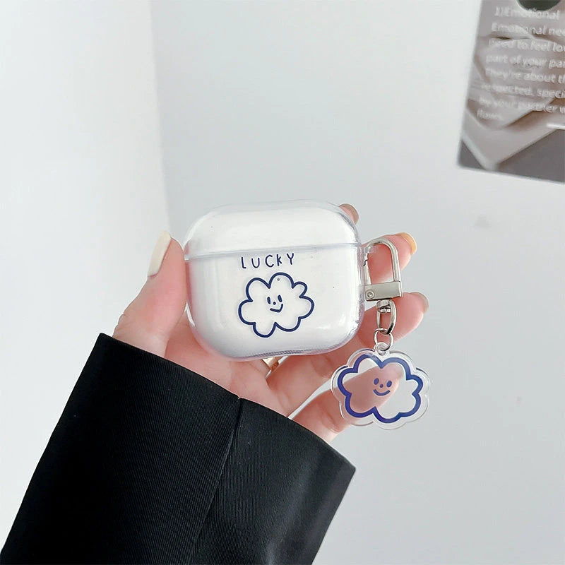 Ins Simple Lucky Cloud Soft Clear TPU Wireless Earphone Case For Apple AirPods 4 1 Pro 3 2 Generation Protective Silicone Cover - Ice Cream Cake
