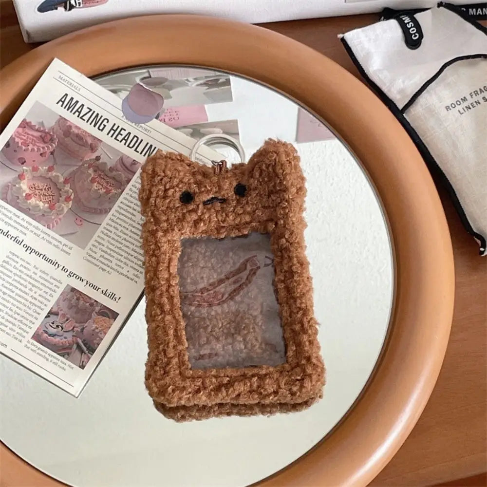Plush Character Photo Card Holder Keychain