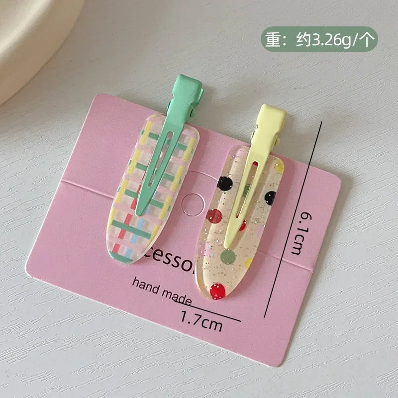 2/4pcs Candy Fruit Colors Hair Clips for Girl Summer Hairpins No Crease Acrylic Barrettes Hair Side Clamp Women Hair Accessories - Ice Cream Cake