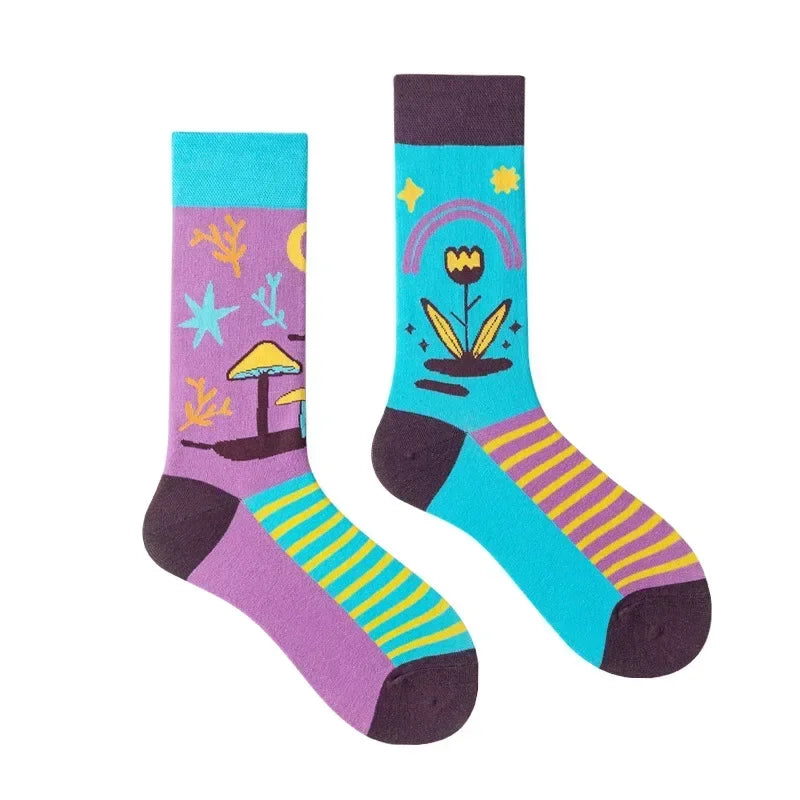 Mismatched Pop Colour Crew Socks (12 Designs) - Ice Cream Cake