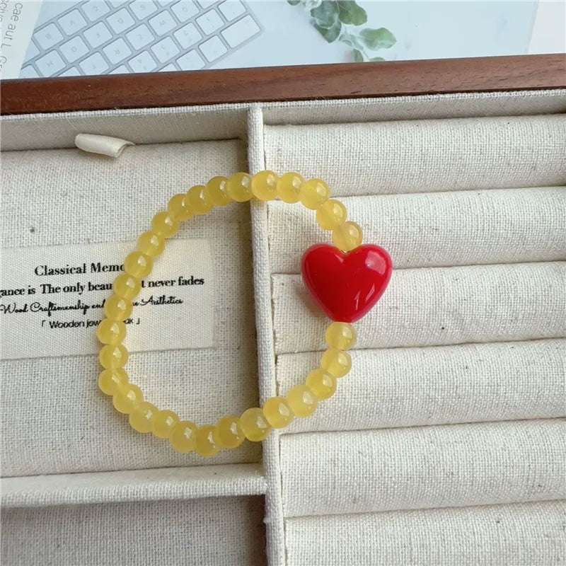 Pop Colour Beaded Heart Charm Bracelet