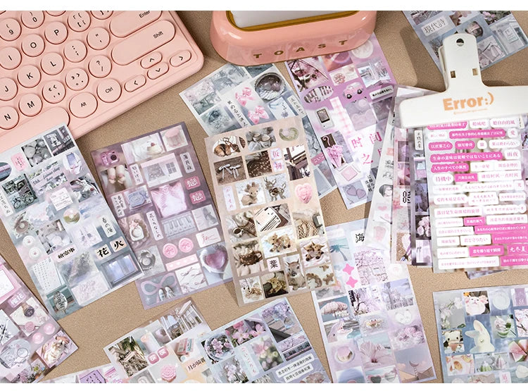 20sheets Kawaii Ins Japanese Korean Aesthetic Stationery Stickers Creative Collage Junk Journal Planner Handbook DIY Scrapbook - Ice Cream Cake