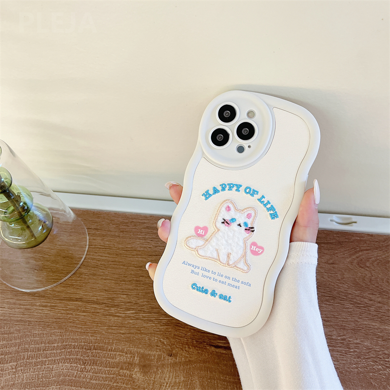 Embroidered Cute Cat iPhone Case