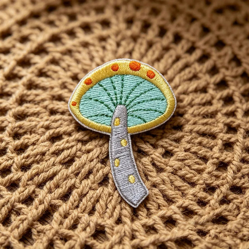 Embroidered Colourful Mushroom Patch