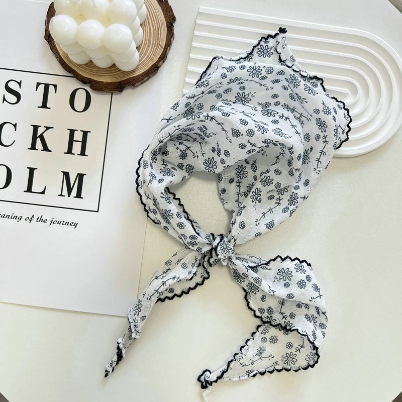 Floral Print Cottagecore Scarf - Ice Cream Cake