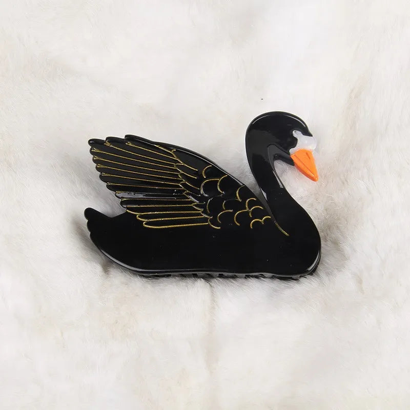 Glossy Swan Acrylic Hair Claw Clip