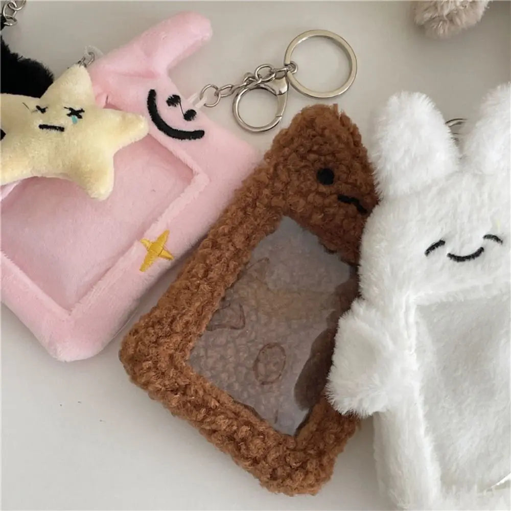 Plush Character Photo Card Holder Keychain