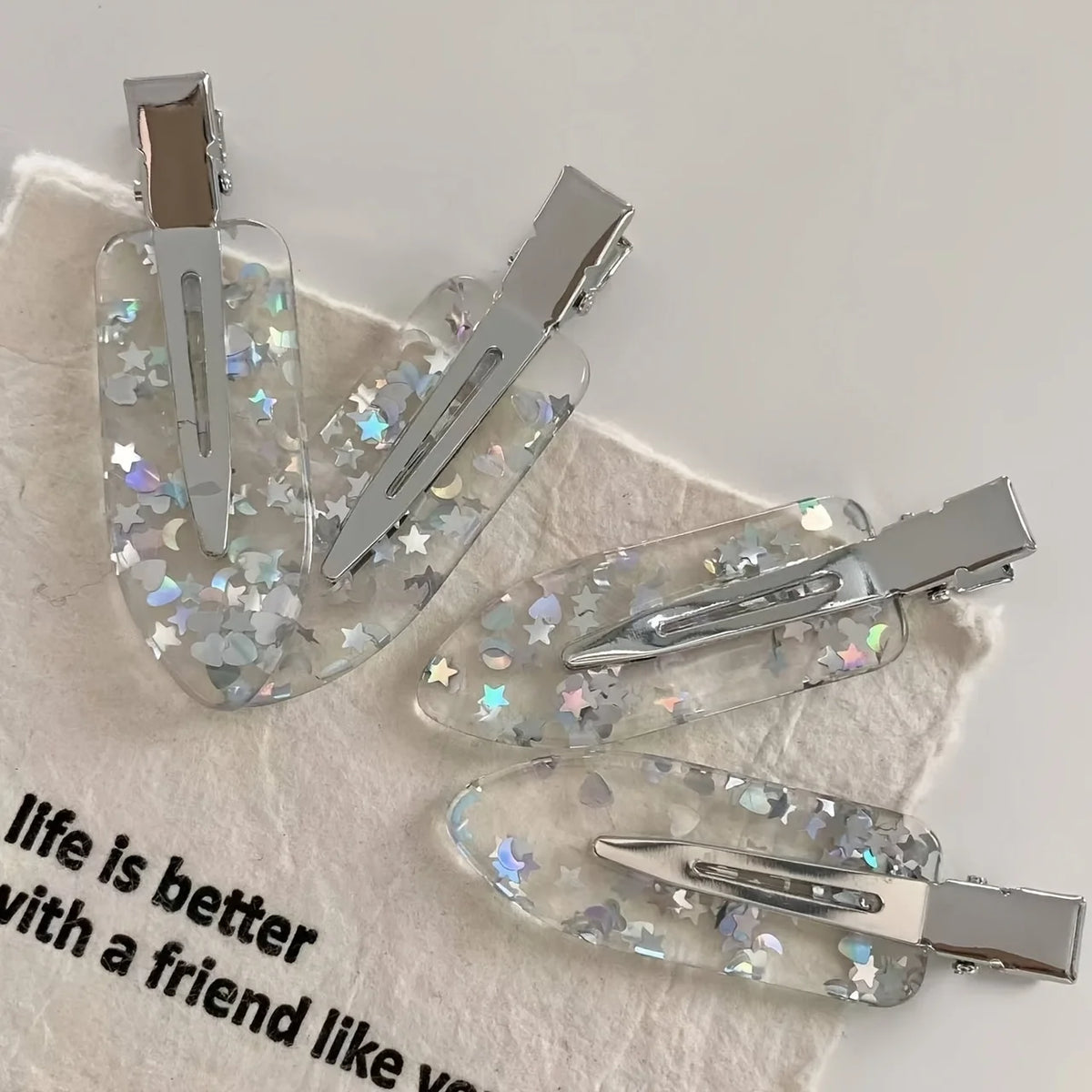 Holographic Sparkle Hair Clip Set