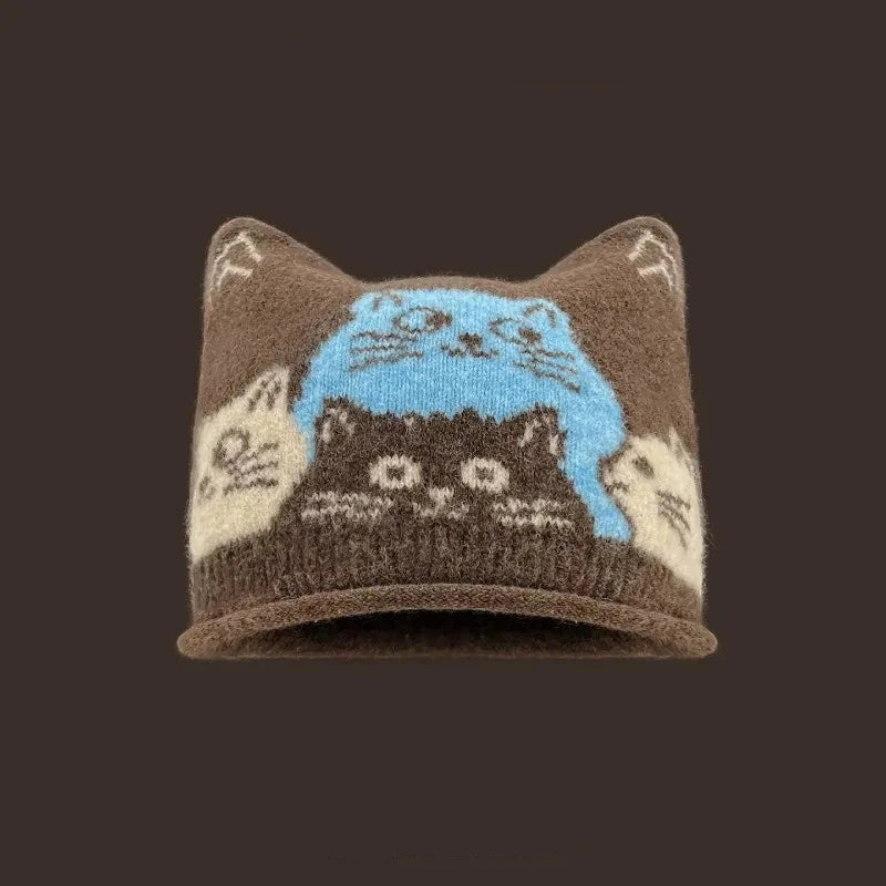 Cat Ear Kitty Cat Knit Beanie Hat