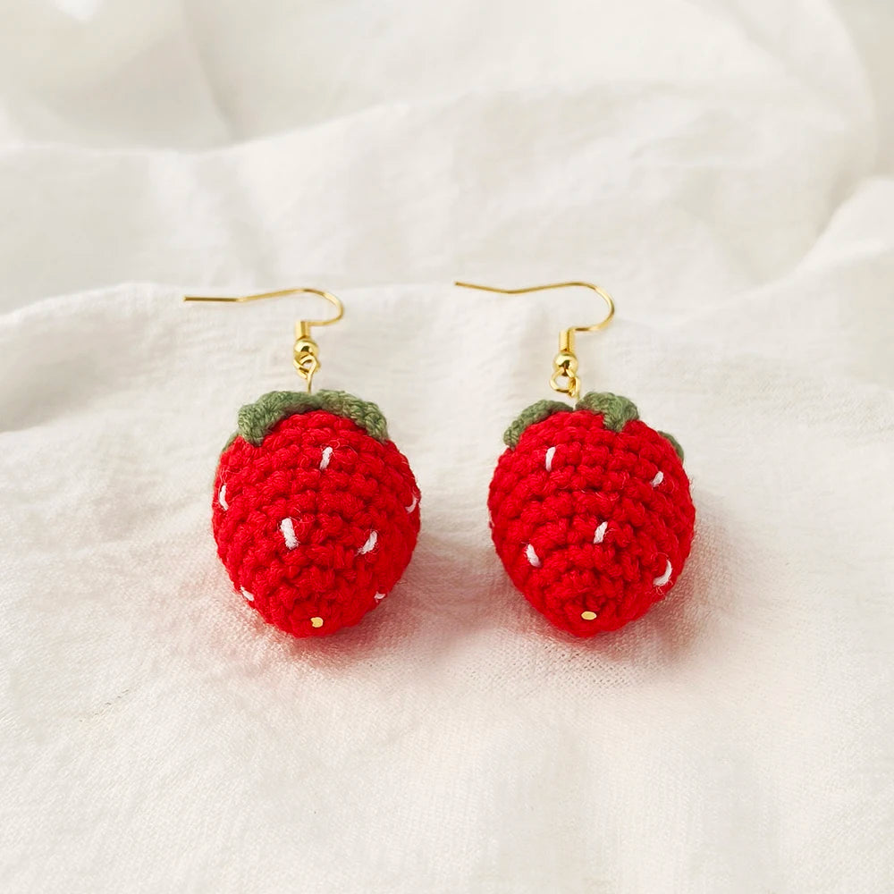 Crochet Fruit Earrings (8 Designs) - Ice Cream Cake