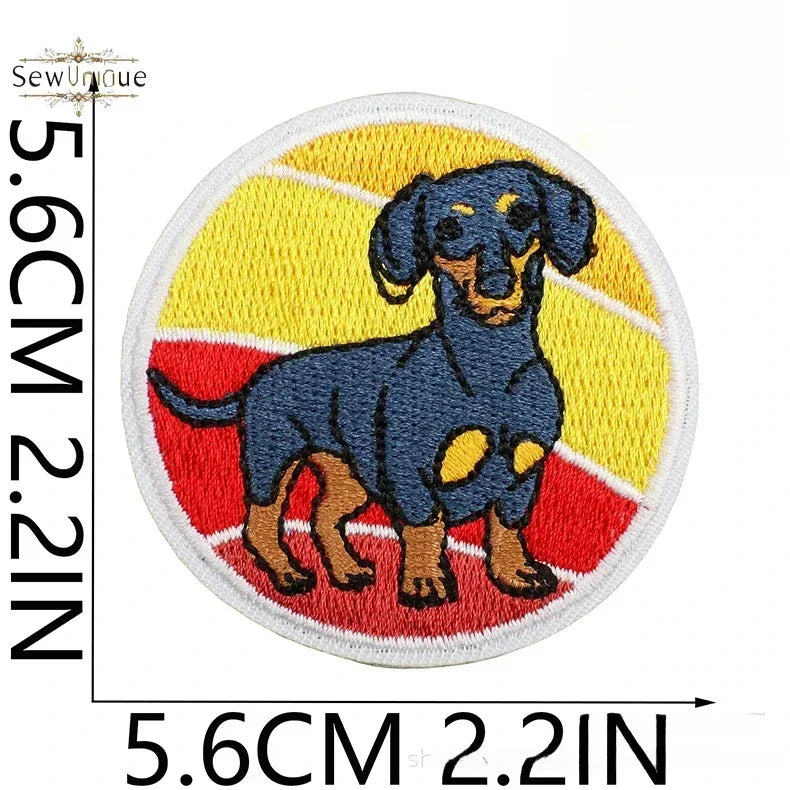 Korean Cute Dachshund Dog Embroidery Cloth Sticker DIY Bag Dress Up Puppy Patch Ironing DIY Apparel Sewing Supplies - Ice Cream Cake