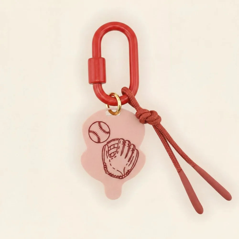 Weave Rope Rope Woven Acrylic Keychain Contrasting Color Golf Sports Series Pendant Tennis Geometric Shape Bag Chain Charms - Ice Cream Cake