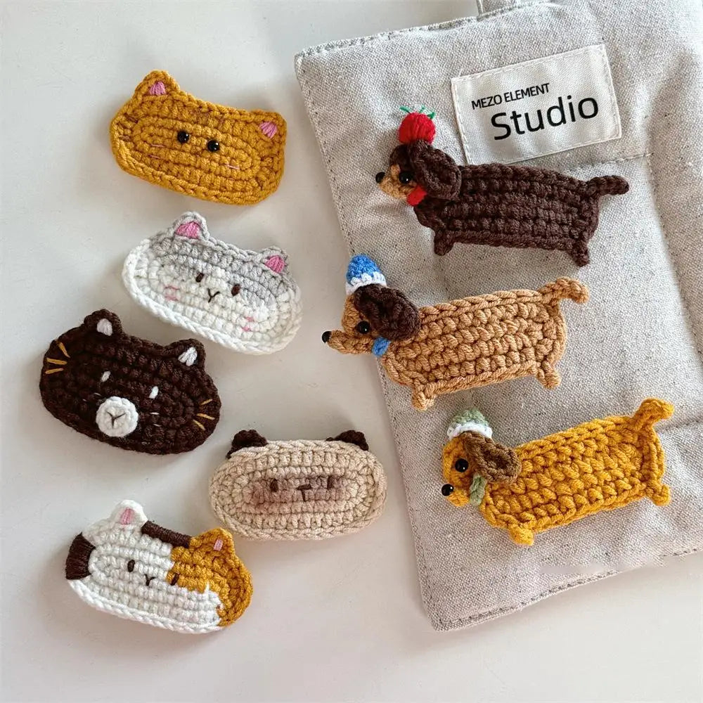 Cute Bouncy Dog Crochet Hair Clip Sweet Cartoon Cat Hairpin Women's Bangs Clips Children's Side Clip Headwear Hair Accessories - Ice Cream Cake