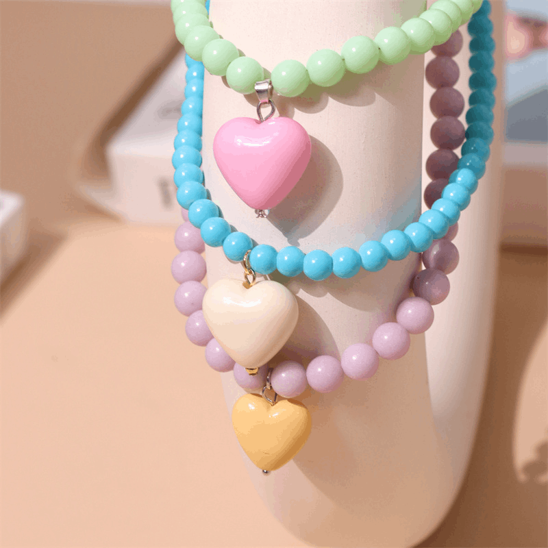 Beaded Heart Necklace (10 Colours)