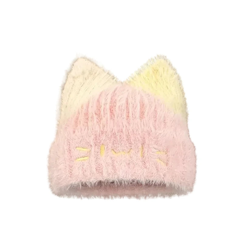 Kitty Cat Knit Beanie Hat