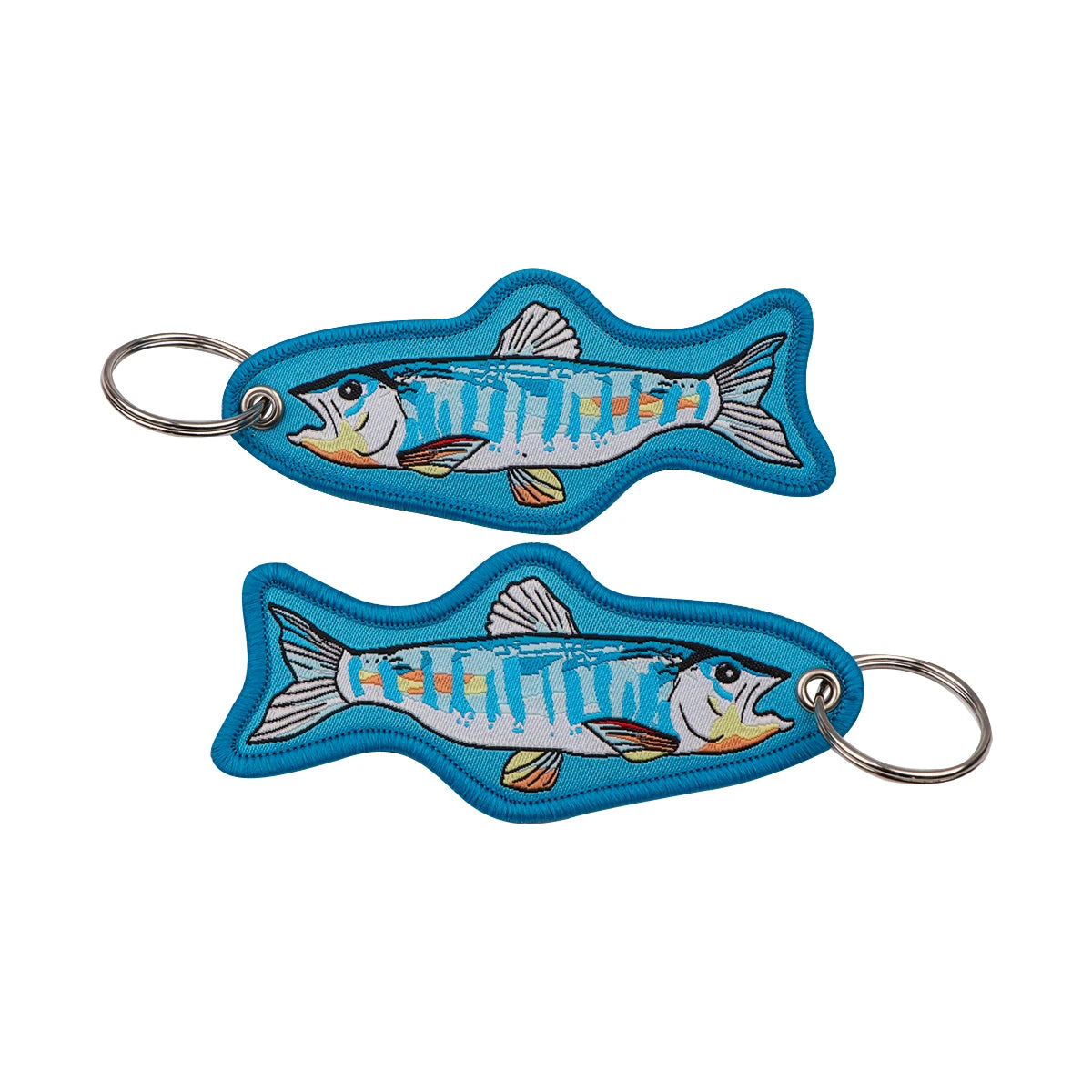 Fish Shape Embroidered Key Tag Lucky Fish Keychain Outdoor Fishing Backpack Car Key Ring Pendant Fisherman Gift Accessory - Ice Cream Cake