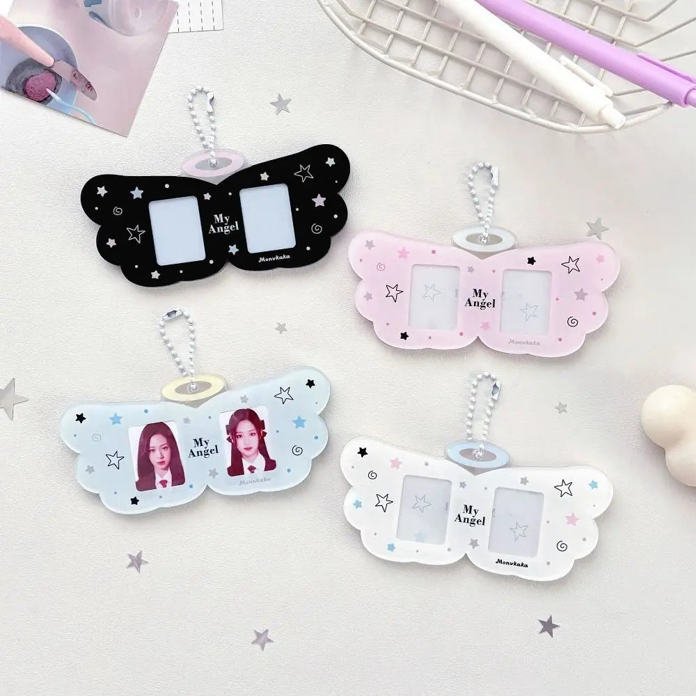 Angel Wings Couple ID Photo Frame Keychain - Ice Cream Cake