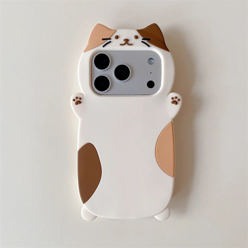 Cartoon Cute Cat Silicone Soft Case for IPhone 17 16 15 14 13 Pro Max Plus 17Pro 16Pro IPhone17 ProMax IPones Women Girls Cover - Ice Cream Cake