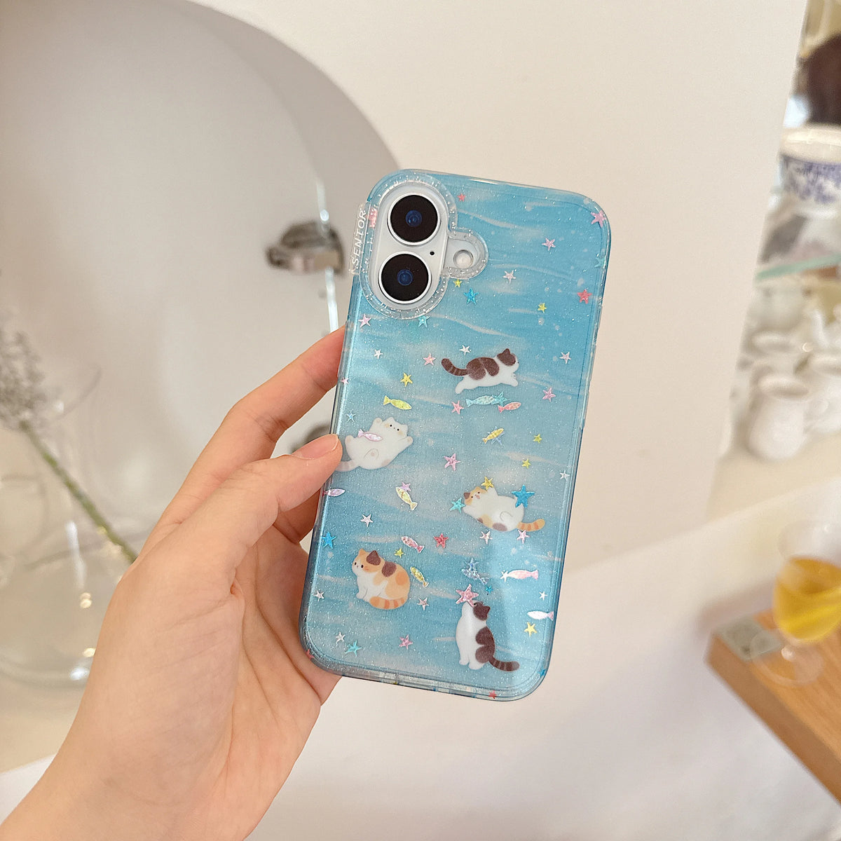 Glittery Kitty Cat Aquarium iPhone Case