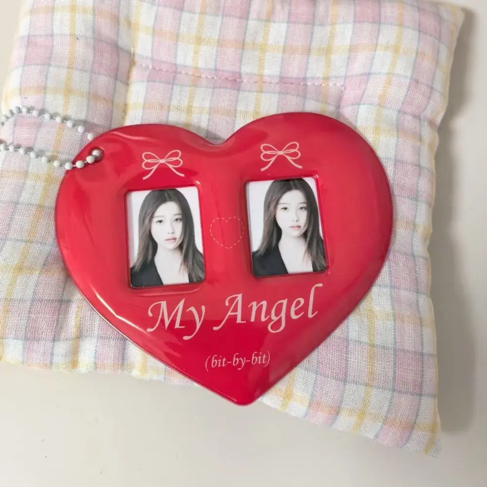 Creative Love Heart Photocard Holder 1 inch with Keychain Idol Photo Protective Cover Cute Colorful Card Holder for Girls - Ice Cream Cake