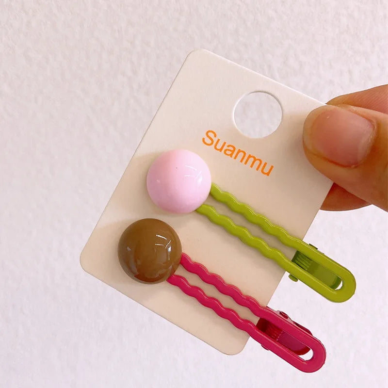 2Pcs/Set Simple Hair Clips For Girls Cute Hair Barrettes Baby Hairpins Kids Headwear Clips For Hair Bobby Pins Hair Accessories - Ice Cream Cake