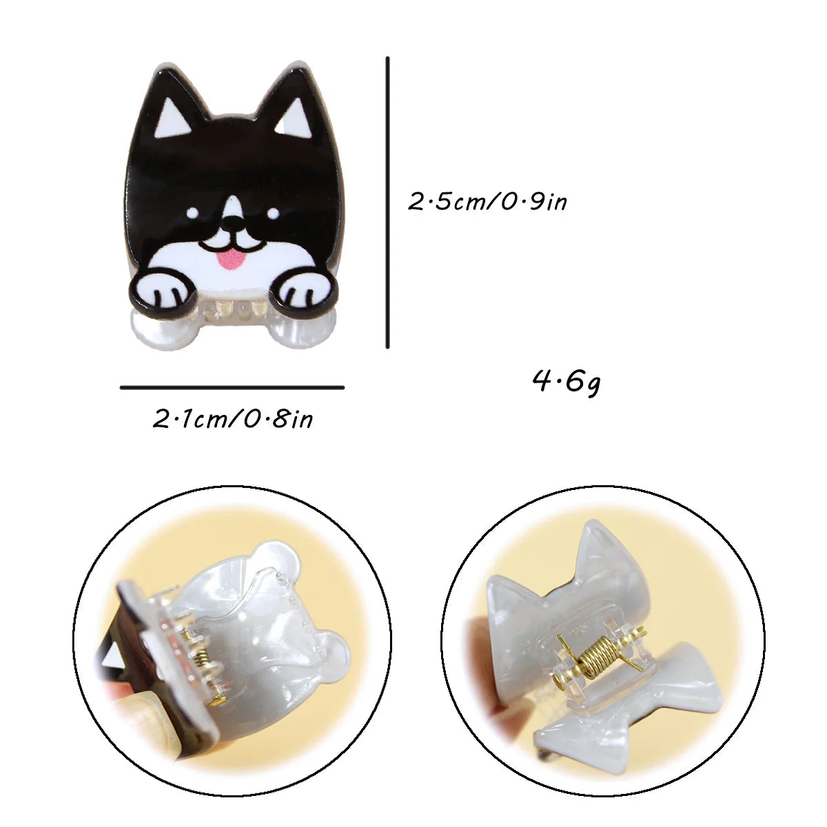 2Pcs Cartoon Cute Animal Small Grab Clip for Women Imitation Corgi French Bulldog Shiba Inu Dogs Bangs Claw Fun Hair Accessories - Ice Cream Cake