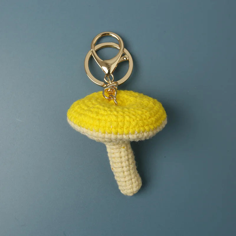Handmade Crochet Mushroom Keychain Charm