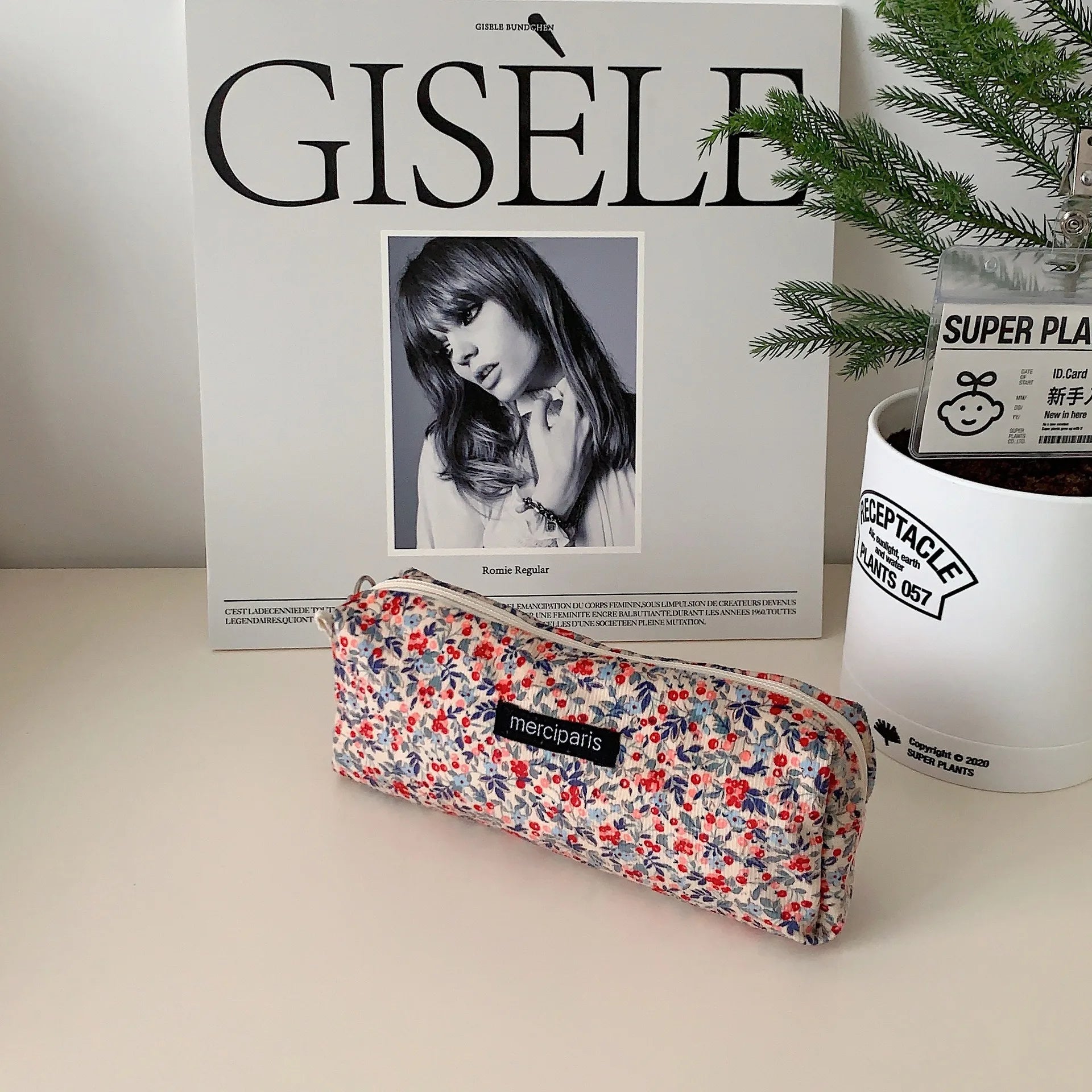 Corduroy Floral Travel Cosmetic Lipstick Purse Storage Bag Kawaii Women Makeup Handbags Organizer Wallet Pouch Pencil Case Bags - Ice Cream Cake