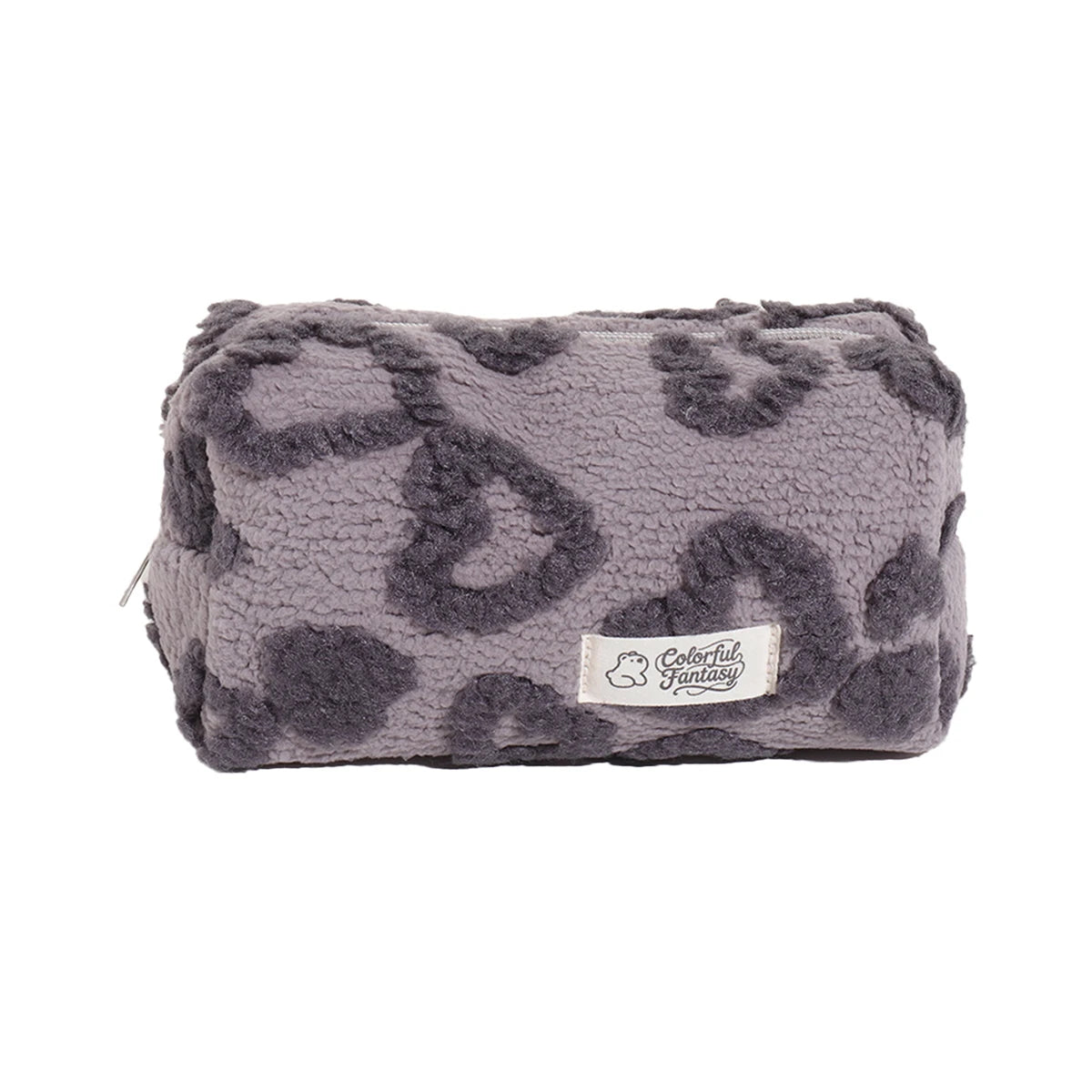 Cute Plush Heart-Shaped Pencil Case, Valentine's Day Gift for Her, Office Study Stationery Organizer, Portable Clutch Bag - Ice Cream Cake