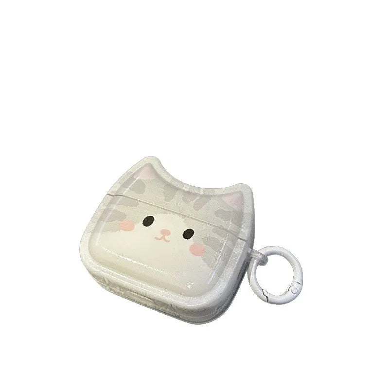 Sweet Babe Cute Sleepy Kitty Transparent AirPods Case For AirPods Pro 1st 2nd 3rd 4th Gen  Earphone Cover With Key Ring - Ice Cream Cake