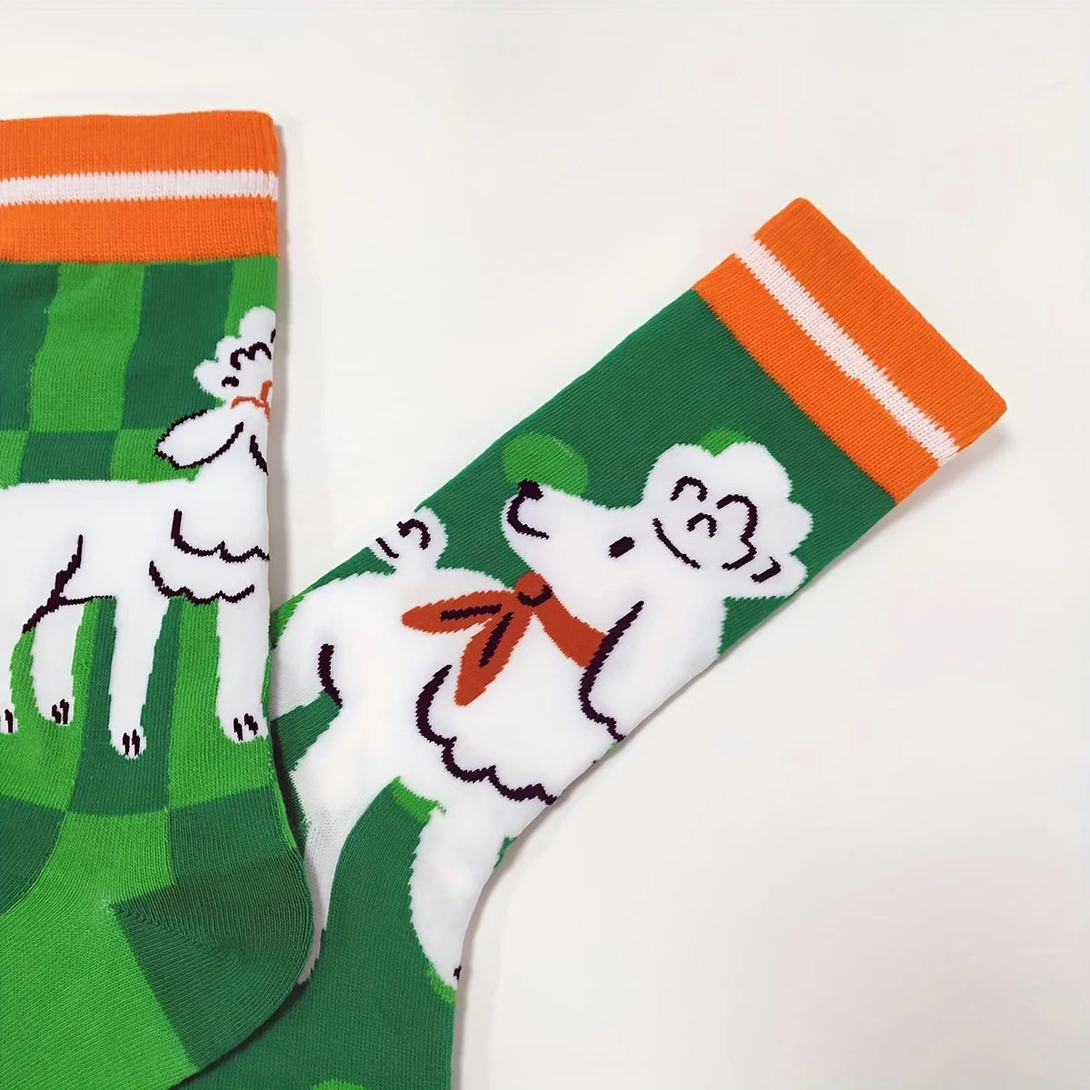 Curly Poodle Crew Socks - Ice Cream Cake