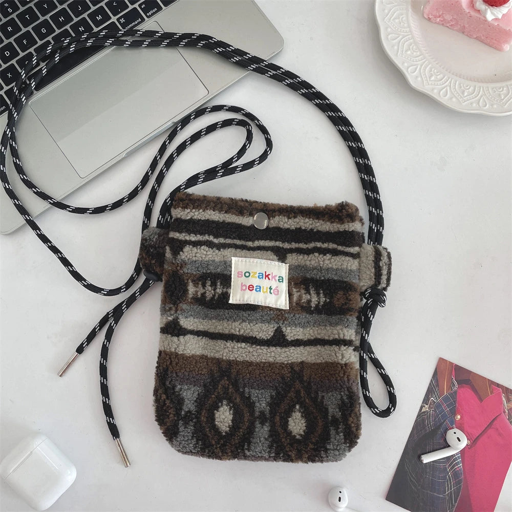 Teddy Fur Plush Pattern Shoulder Bag