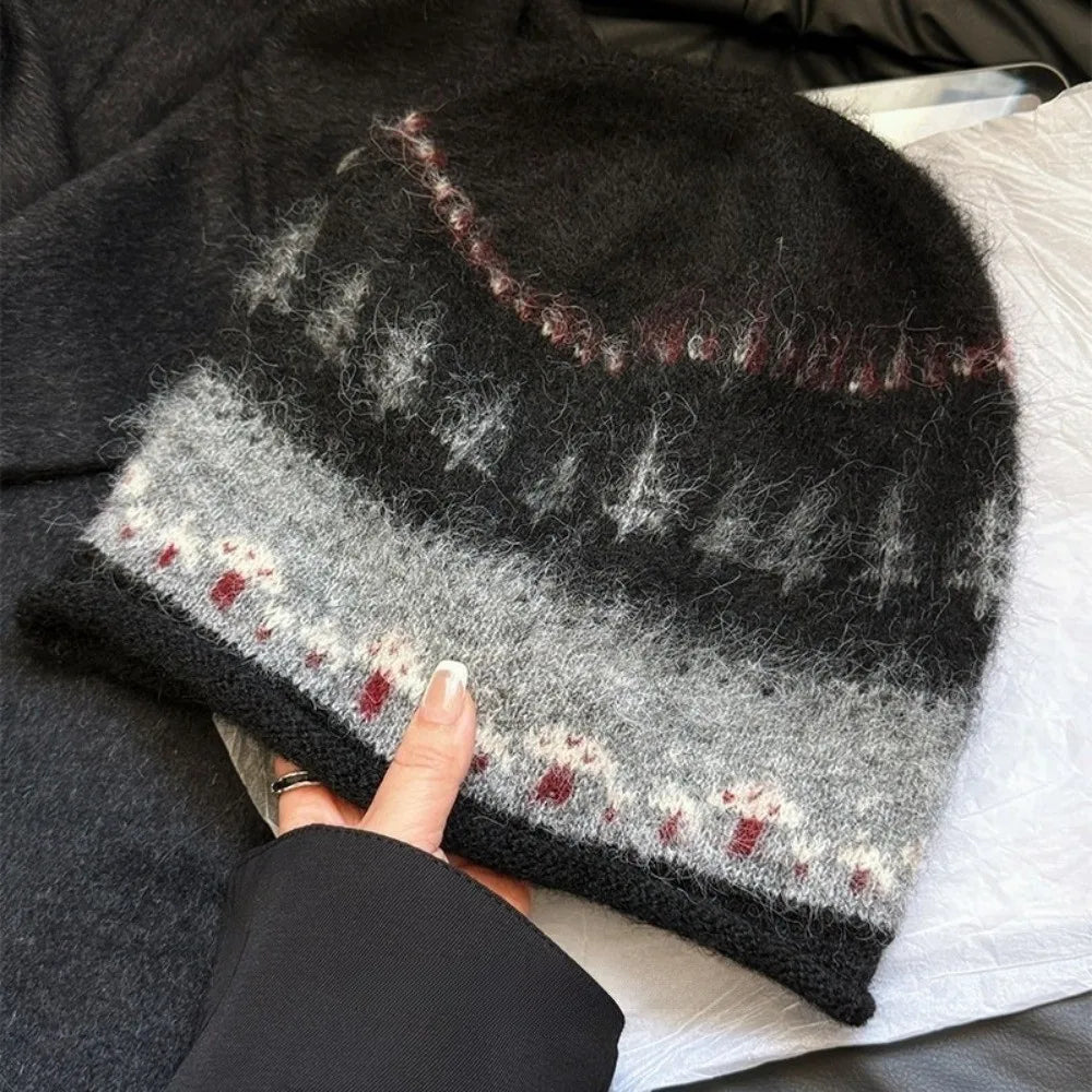 Mushroom Stroll Fair Isle Knit Beanie Hat