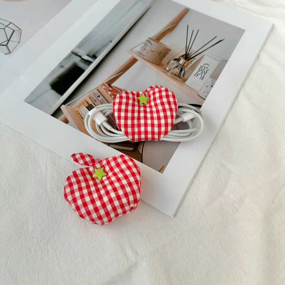 Gingham Apple Wire Tidy