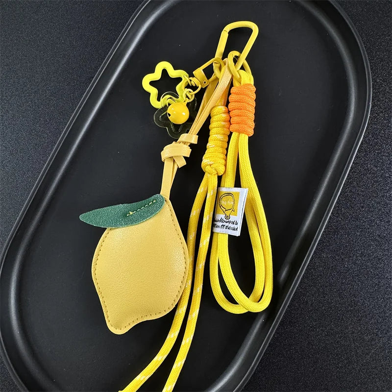 Cute Fruit Keychain Cartoon Lemon PU Leather Bag Pendant Birthday Gifts Car Keyring Girl/Boy - Ice Cream Cake